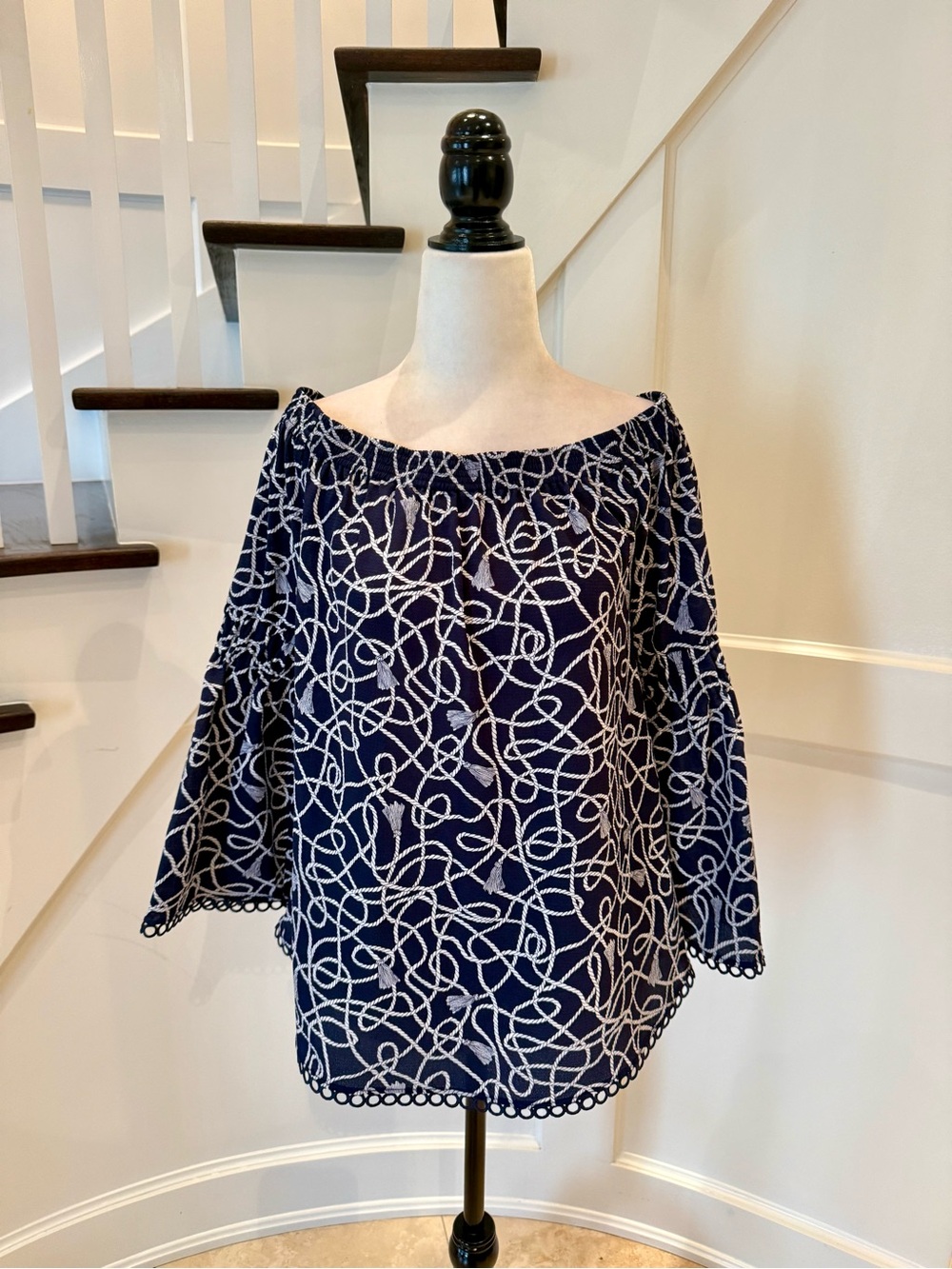 Michael Kors Off-Shoulder Nautical Blouse